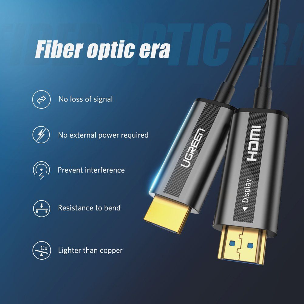 Кабель UGREEN HDMI Zinc Alloy Optical Fiber Cable от prem.by 